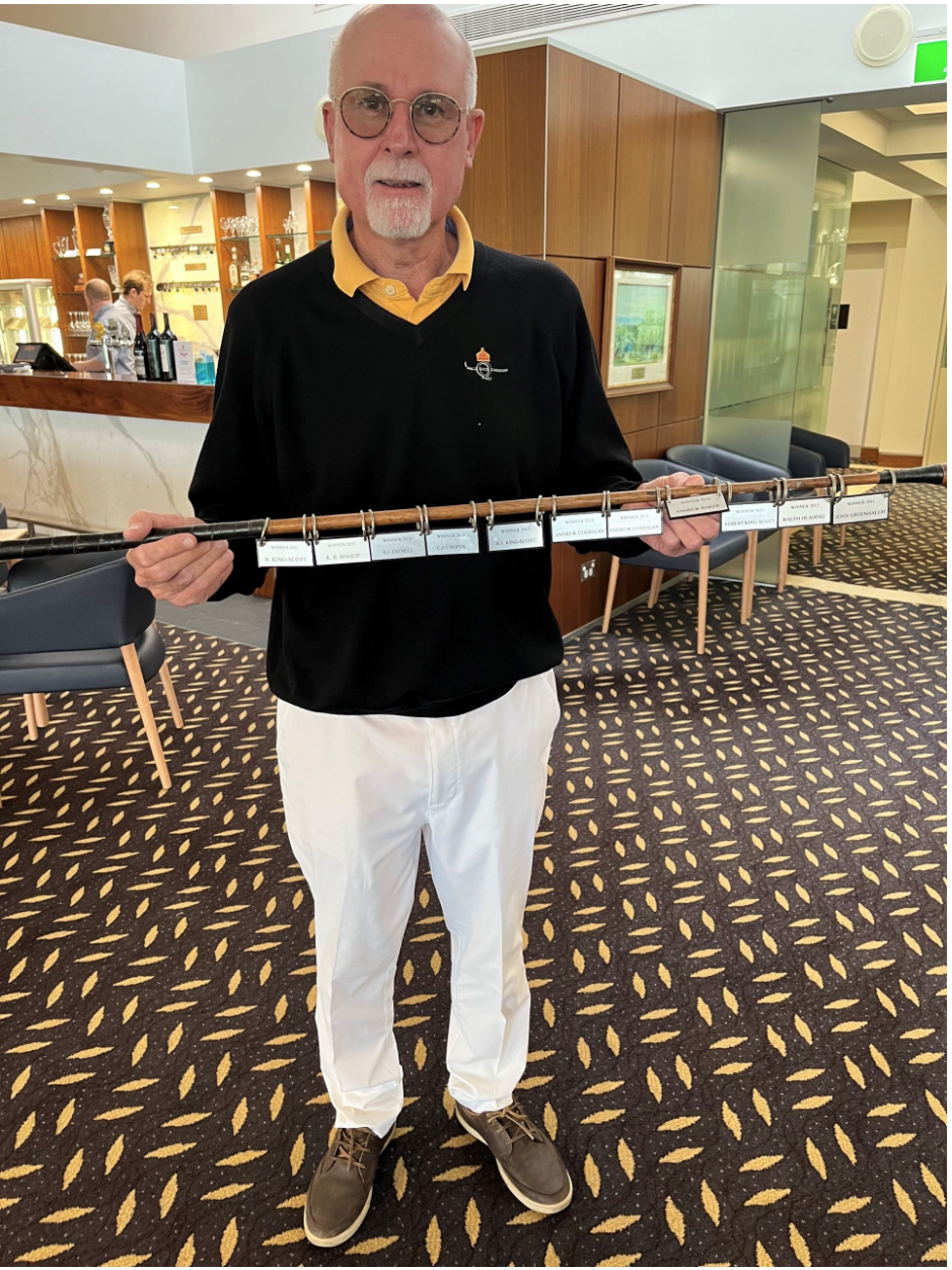 Mervyn Ross in the bar with the Brassie